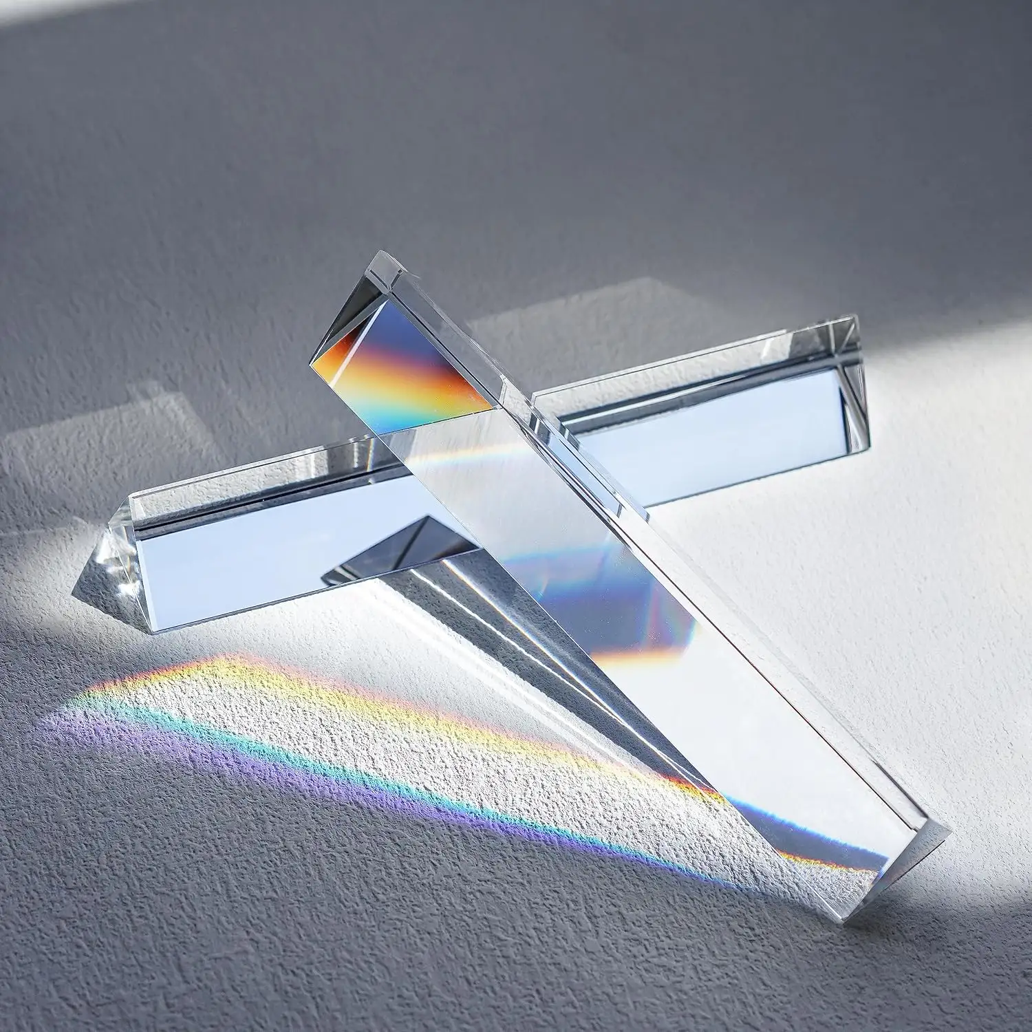 卸売三角プリズムレインボープリズマクリスタルガラス写真プリズムカラープリズム物理学子供の光実験