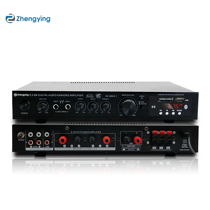 Hot Sales LDZS 5.1 channel ktv home theatre system 2 mics Input speaker mixer professional audio stereo amplifiers