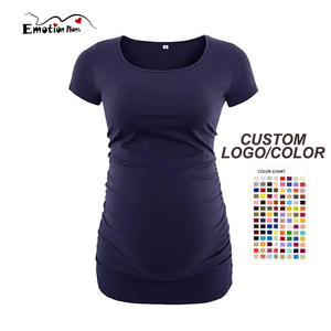 Hauts de <span class=keywords><strong>grossesse</strong></span> et de maternité personnalisés Emotion Moms en Spandex/Modal écologiques à manches courtes pour femmes enceintes – <span class=keywords><strong>T</strong></span>-shirts d'é<span class=keywords><strong>t</strong></span>é grandes tailles - Product Image 1