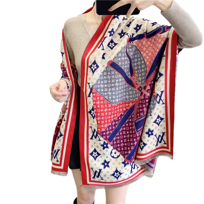 Толстые теплые шарфы с надписью, простые зимние женские шарфы из искусственного кашемира