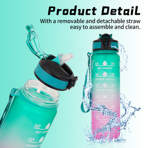 Bouteille d'eau en plastique de motivation de 1000ml pour enfants sans Bpa avec logo personnalisé pour le sport en plein air et la salle de sport - Product Image 5