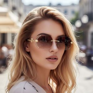 Nouvelles lunettes de soleil tendance 2026 <span class=keywords><strong>Google</strong></span> Explosions, monture sans cadre tête de serpent, branches miroir, coupe irrégulière, style avant-gardiste et sophistiqué - Product Image 2