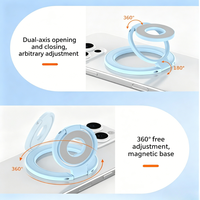 Support de téléphone magnétique pliable à double anneau en alliage avec rotation à 360° et fixation flexible pour bureau (multifonctionnel)
