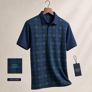 Playera Polo para Hombre, Manga Corta, Diseño a Cuadros, Casual, con Logotipo Bordado Personalizado, Marca Privada, Fabricante OEM ODM - Product Image 1