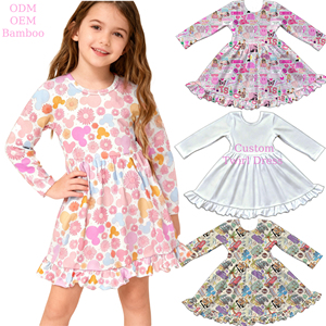 Ruidian Hot Selling New Design Vestido De Bambu Crianças Baby Girl Vestidos Custom Manga Longa Bonito Criança Princesa Twirl Dress <span class=keywords><strong>Clothing</strong></span> - Product Image 2