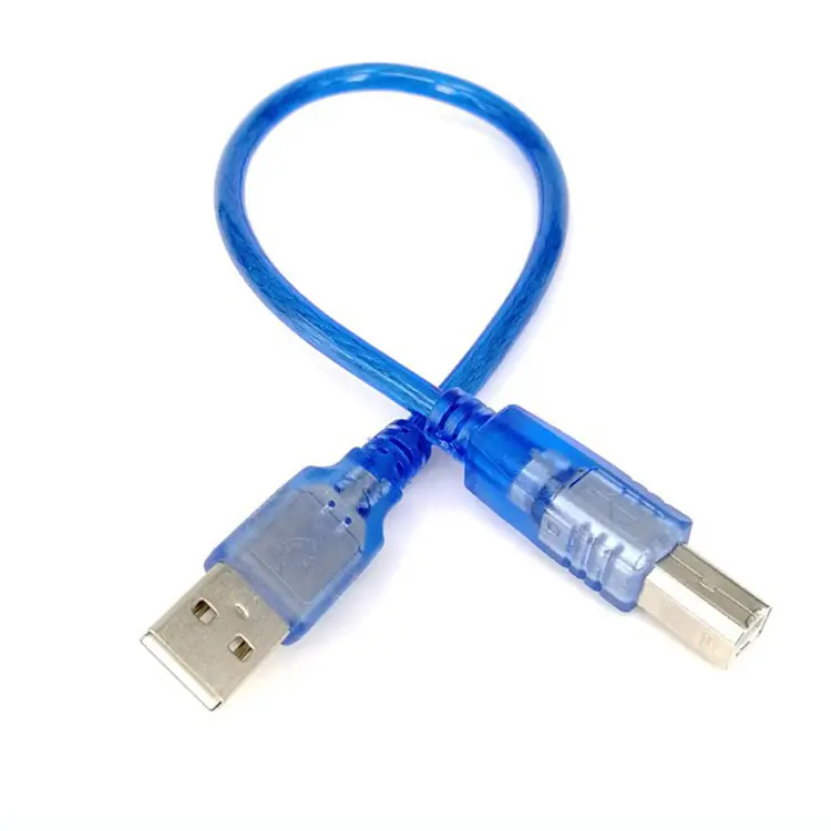 Transparent blue 30cm USB 2.0 Type A Male to B Male2.0 printer data cable Adapter Converter Short Data Cable Cord for Printer