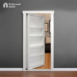 Prettywood Modern House Interior Door Design Invisible Secret Room Solid Wooden Book Shelves Door Hidden Bookcase Door