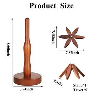 Classic Eco-Friendly Kitchen Folding Tree Shape Wooden <b>Trivet</b> and Coasters Set of 4 for Hot Dishes - Product Image 2