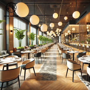Ensemble de tables et de chaises de style grandiose et luxueux, design moderne, matériau PU haut de gamme, pour restaurants et cafés - Product Image 4