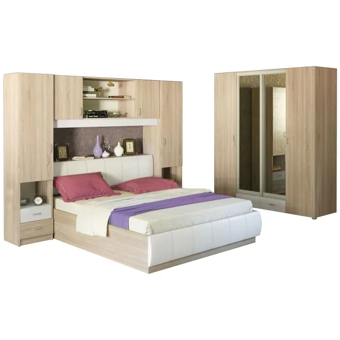 Popular Bedroom Furniture Designs Big Wall in Cabinet Bed Set Big Headboard Complete Set Bedroom Furniture Set with Wardrobe