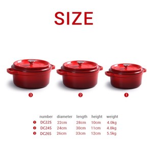 Casserole en fonte <span class=keywords><strong>émaillé</strong></span>e de haute qualité 10/14/20/22/24/<span class=keywords><strong>26</strong></span>/28/32/40 <span class=keywords><strong>cm</strong></span>, cocotte, <span class=keywords><strong>faitout</strong></span>, pot à soupe pour bébé, pot hollandais avec couvercle - Product Image 2