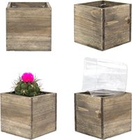 Jardinière carrée en bois Boîte de fenêtre décorative intérieure Boîte de jardinière avec doublure en plastique amovible