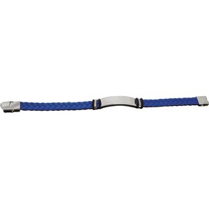 Bracciale in Filo d'Acciaio Blu con Motivi Geometrici, Religiosi, Floreali, Cuori e Numeri, Placcato Oro con Perle, Zirconi e Pietre Diamantate - Product Image 1