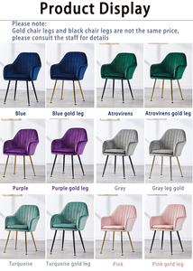 <span class=keywords><strong>Sillas</strong></span> de <span class=keywords><strong>Comedor</strong></span> Personalizadas de Lujo <span class=keywords><strong>Tapizadas</strong></span> <span class=keywords><strong>en</strong></span> Terciopelo de Colores con Patas Metálicas Doradas - Product Image 2