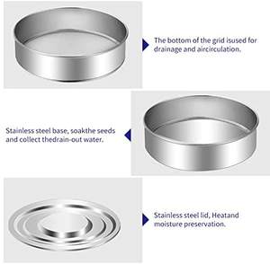 Kit de cultivo de bandeja de brotes de acero inoxidable de 8 pulgadas para frijoles mungo, semilla de alfalfa en jardín, hogar y oficina - Product Image 5