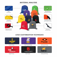 Großhandel Promotion Custom Logo Sporttasche Wasserdichte Polyester Nylon Sport Kordel zug Einkaufstasche