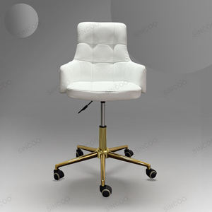 Velvet Gilded Base Technician Chair with Backrest Customizable Color Small <b>Stool</b> - Product Image 2