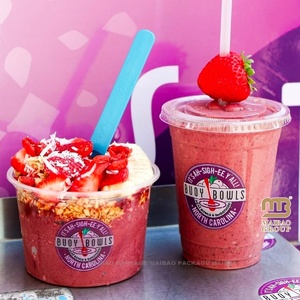 Logo personnalisé Bol Acai rond en plastique Contenants à emporter pour fruits et légumes de charcuterie Tasses à salade pour animaux de compagnie - Product Image 2