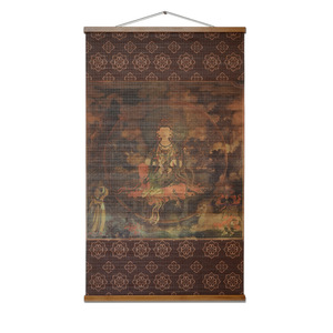 Peinture murale suspendue en bambou tissé d'inspiration zen, art mural de style asiatique, décoration intérieure, tapisserie rectangulaire, motif floral, bambou en bois - Product Image 5