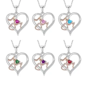 2024 cadeau de fête des mères collier pendentif coeur en argent sterling 925 pour les mamans