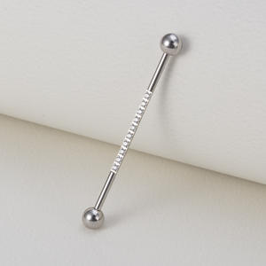 <span class=keywords><strong>Piercing</strong></span> transversal unisexe en acier inoxydable, barre industrielle de 38 mm avec micro-insert zircon, bijou de <span class=keywords><strong>piercing</strong></span> pour l'oreille - Product Image 2