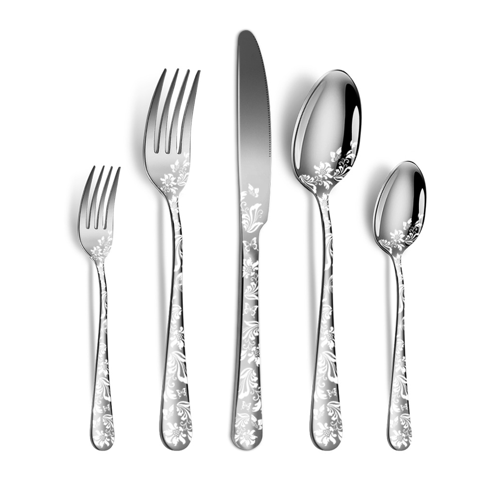 Patterned Silver 5-Piece Cutlery Set