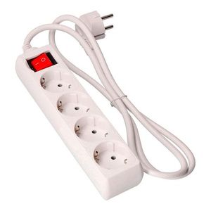 Prolongador de 4 Tomas 2P+T, 16A 250V~, Interruptor Luminoso, Cable 1.5m H05VV-F 3G1.5mm Blanco, Ideal para Hogar y Oficinas. - Product Image 1