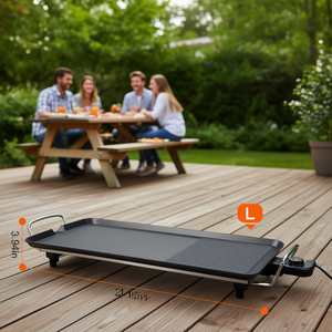 Gril électrique antiadhésif, plaque de cuisson de 21,26 pouces de long et 29,13 pouces de large, pour la cuisine intérieure et extérieure, pour les réunions de famille et les amis - Product Image 2