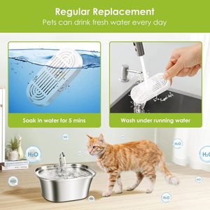 Lot de 9 filtres de remplacement et éponges pré-filtres pour fontaine à eau pour animaux de compagnie <span class=keywords><strong>en</strong></span> acier inoxydable – Vente <span class=keywords><strong>en</strong></span> gros - Product Image 4