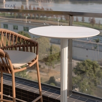 Moderner Aluminium-Outdoor-Bartisch Italienisches Design Runder Bistro-Hochtisch Wetterfester Garten-Pub-Tisch für Villa und Hotel
