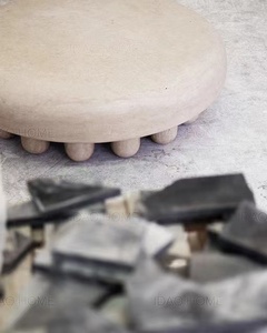 Idao Home Bàn Hình Nấm Tự Nhiên Mới Đồ Nội Thất Nhà Hàng Màu Be Đá Cẩm Thạch Tự Nhiên Bàn Cà Phê Mặt Vuông Màu Vàng - Product Image 2