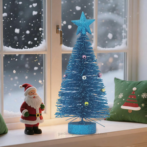 6.2 Inch Mini Blue <b>Artificial</b> Christmas <b>Tree</b> with Glitter Star & Colorful Balls Ornaments - Desktop Xmas Decor for Home Party - Product Image 6