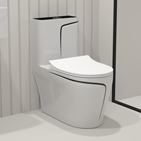 Cuvette de toilette en céramique de luxe au design de ligne en or blanc Offre Spéciale Inodoro P-Trap/S-Trap moderne monté au sol pour salle de bain