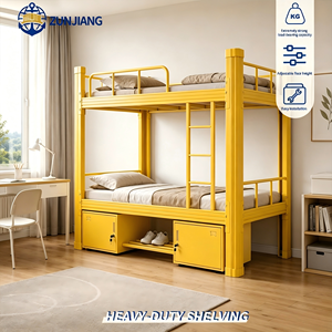 Letto a Castello in Metallo con Struttura in Acciaio dal Design Moderno, Letto a Soppalco a Due Piani per Dormitorio Studentesco - Product Image 1