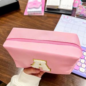 Hot Selling New 26 Embroidered Letter <b>Bag</b> Pu <b>Large</b> Capacity Storage Makeup <b>Toiletry</b> Organizer Women Travel Cosmetic <b>Bags</b> - Product Image 6