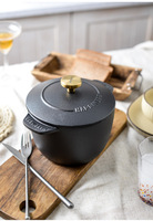 Poêle en fonte robuste à double poignée pour four hollandais noir pour la cuisson du pain à l'intérieur et à l'extérieur