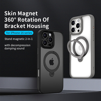 Étui de protection Elestand magnétique en TPU+PC+alliage d'aluminium, design uni, pour 16/16 Pro/16 Plus/16 Pro Max avec support anneau