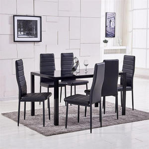 Modern minimalist white/black rectangular dining table with <b>chairs</b> for family <b>small</b> apartment and restaurant - Product Image 6
