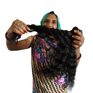 Extensiones de Cabello Remy Indio Virgen de Templo, Doble Trama a Máquina, 100g por Pieza, Estilo Ondulado Natural, Sin Procesamiento Químico - Product Image 1