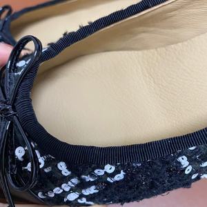 Zapatos Planos de Piel de Cordero 100% para Mujer, Cordillas con Lentejuelas, Zapatos de Ballet, Mocasines para Niñas, Punta Redonda, con Lazo, de Fábrica - Product Image 5