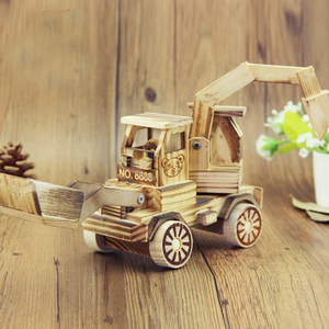 Coche de juguete de madera educativo ruso para niños, camión de basura y tren - Product Image 4