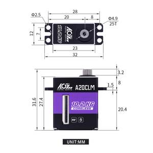 Mini RC Digital sin Núcleo de 20g y 10.2KG de Alto Torque con Engranajes Metálicos de 0.093 Segundos para Autos a Escala 1/24 - Product Image 3