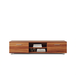 Mobile TV in Noce da 70 Pollici con 2 Armadietti e Ripiani Aperti, Console Multimediale per Soggiorno, Design Moderno, Arredamento per la Casa - Product Image 1