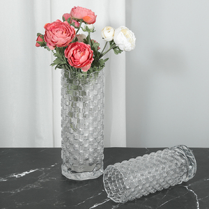 <span class=keywords><strong>Vase</strong></span> en verre transparent avec texture tissée Vases de table en verre de luxe Décoration Vases de bouteille de fleur - Product Image 3