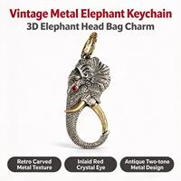 Porte-clés vintage en forme d'éléphant en cupronickel, porte-clés de voiture fait main, breloque artisanale DIY, accessoire de fabrication de bijoux, cadeau pour homme