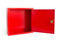 Système de dérouleur d'incendie mural personnalisable en acier inoxydable rouge avec armoire – Ensemble complet personnalisable pour bâtiments commerciaux