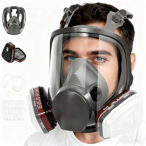 Masker Respirator <span class=keywords><strong>Gas</strong></span> silikon 6800 wajah penuh, dapat digunakan kembali dengan filter untuk melukis & penggunaan Kimia Industri - Product Image 1