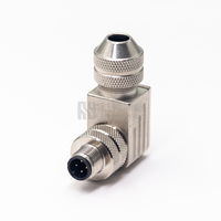 Connecteur industriel IP67 M12-4P A-Code, mâle à angle droit, boîtier métallique blindé, connecteur câblable sur site