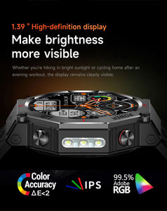 KC91 นาฬิกาสมาร์ทวอทช์สำหรับเล่นกีฬากลา<span class=keywords><strong>ง</strong></span>แจ้งพร้อม GPS SOS แฟลช 3ATM กันน้ำลึก ตรวจสอบสุขภาพ โทรผ่านบลูทูธ ผู้ช่วย AI สมาร์ทวอทช์ - Product Image 6