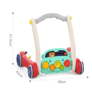 Baby Walker belajar jalan bayi, tikar Piano musikal lantai bayi dorong 2 In 1 dengan pegangan belakang